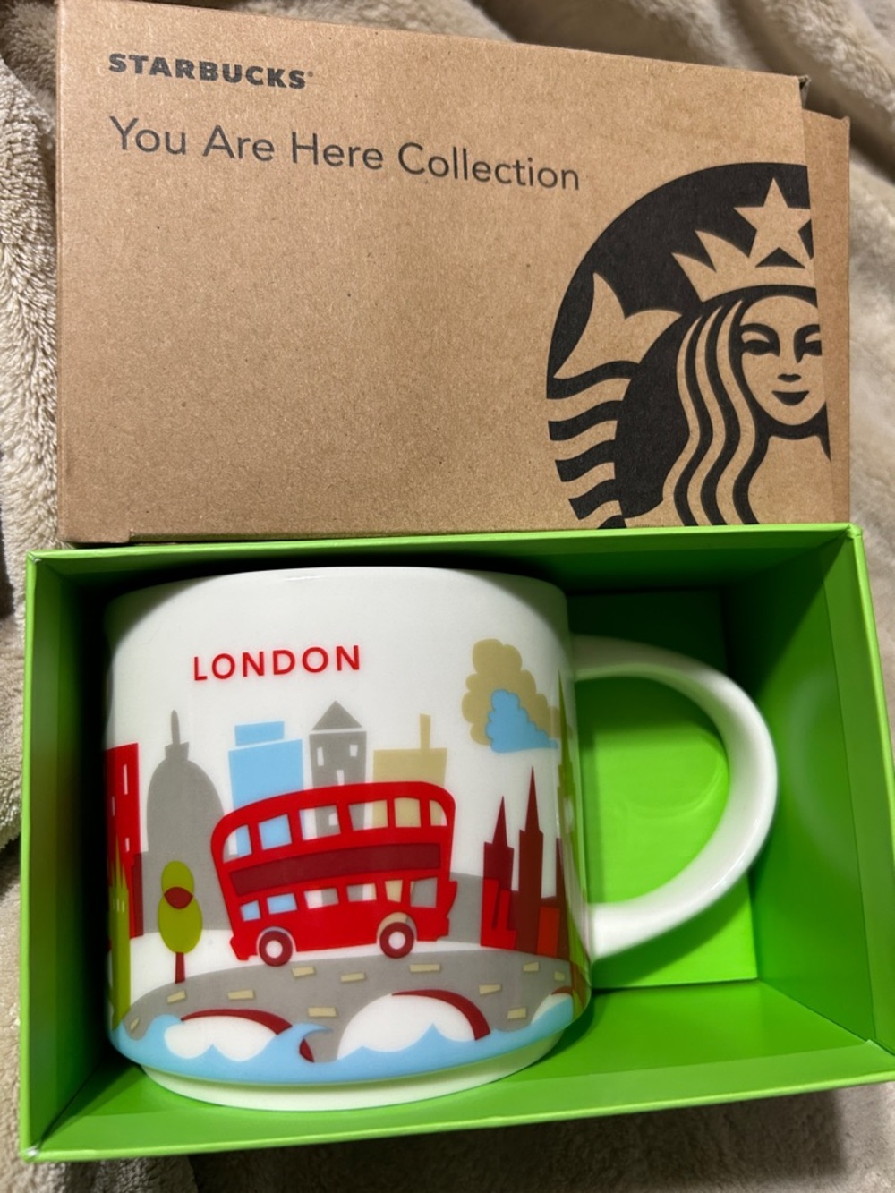 Starbucks London You Are Here Mug Red Double-Decker and Multicolor London Scene